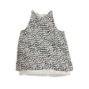 DAHLIA, WOMENS TANK TOP. BLACK & WHITE PRINT, LAYERED TOP. SIZE. XS